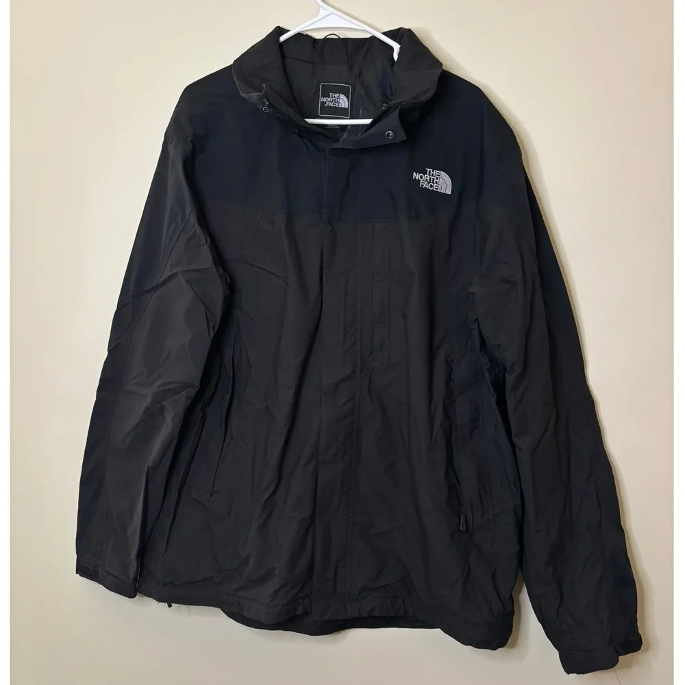 The North Face HyVent Black Waterproof Hooded Rain Jacket Mens XL Skier Shell